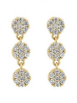 image of Jon Richard Jon Richard Bridal Gold Plated Fine Pave Allway Tennis 3 Drop Earrings