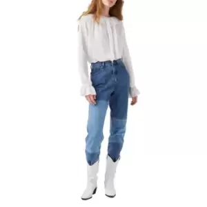 Image of French Connection Ewn Embroidery Recycled Ruffle Blouse - White