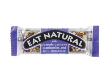 image of Eat Natural Peanut & Cranberry Choc Coated Bar - 45g x 12