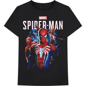 Image of Marvel Comics - Spider 4 Spiderman Montage Unisex Medium T-Shirt - Black