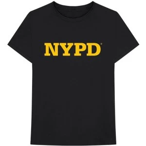 Image of New York City - NYPD Text Logo Unisex Large T-Shirt - Black