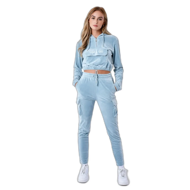 Image of Project X Paris Hoodie court velvet woman Project X Paris Bleu Female L