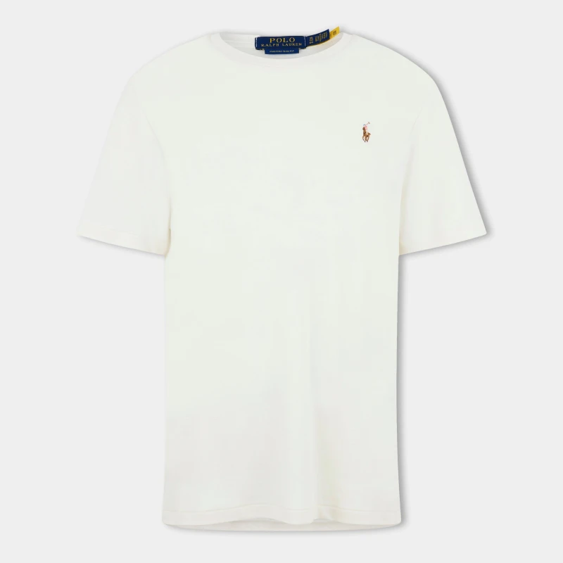 Image of Polo Ralph Lauren Mens Regular Fit Pima T-Shirt Pale Cream male S