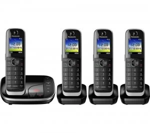 image of Panasonic KX-TGJ324EB Cordless Phone with Answering Machine Quad Handsets