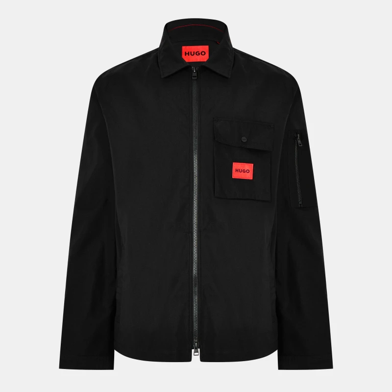 Image of HUGO Emmond Logo Cotton-Blend Shell Jacket - XL Black Shirts male 50482701-001 XL