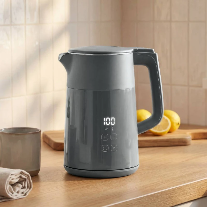 Image of HOMCOM 1.7L Fast Boil 3000W Electric Kettle with LED Display in Grey Grey Unisex