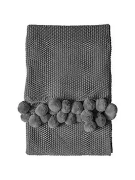 image of Gallery Moss Stitched Pompom Throw