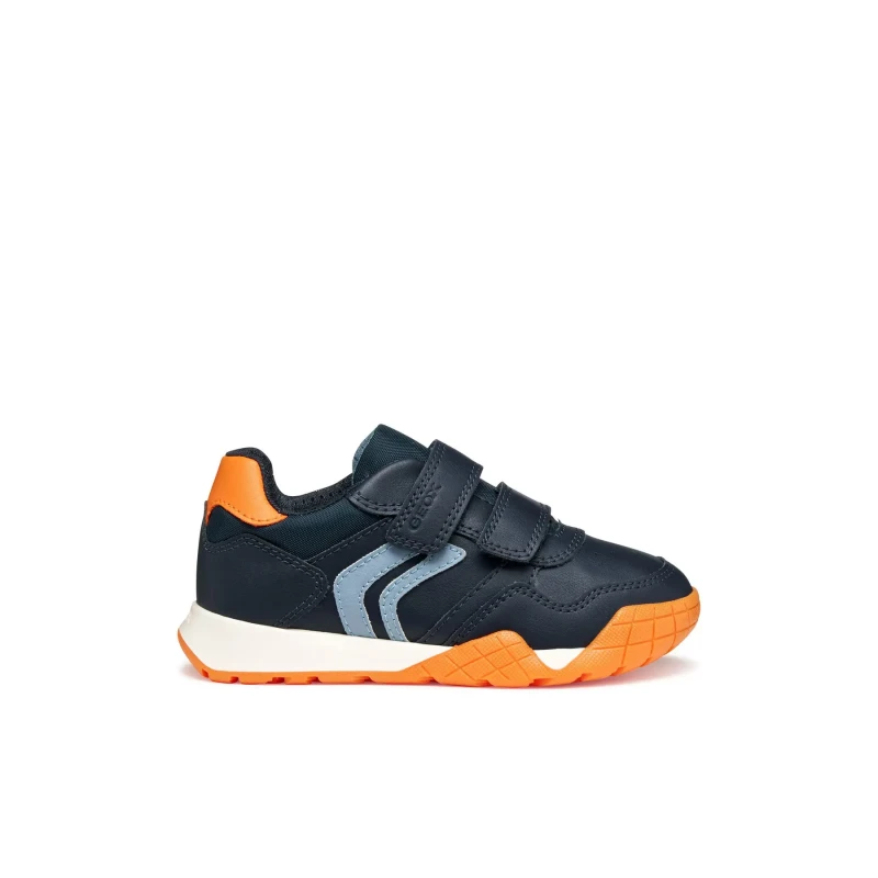Image of Geox Kids Rann-E Breathable Trainers with Touch 'n' Close Fastening Navy/Orange Baby 39 (5.5 to 6);38 (5);37 (4);30 (11.5)