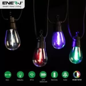 Image of Solar RGB+WW (2 Way) String Lights with Remote, 10 Meters, 10 lamps, IP44
