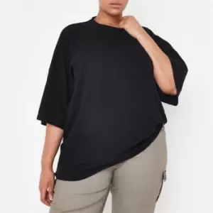 image of Missguided Plus Size Drop Shoulder T Shirt - Black