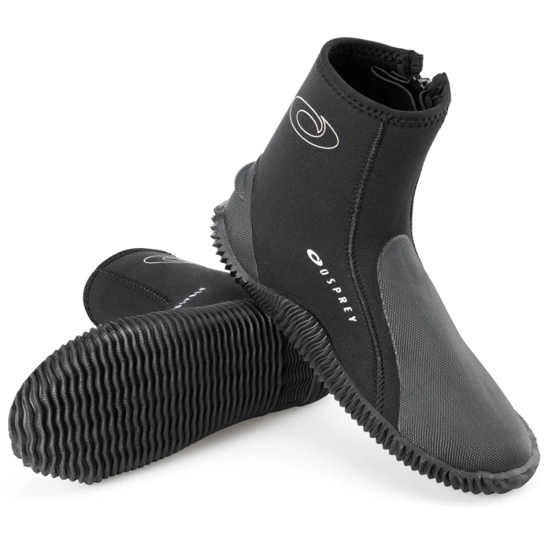 Image of Osprey Action Sports Adult Wetsuit Boots Neoprene Zip Boot For Watersports in Black Size: 5 Black Unisex 5