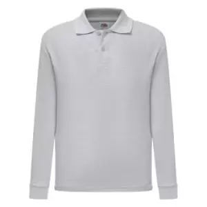 Image of Fruit Of The Loom Childrens Long Sleeve 65/35 Pique Polo / Childrens Polo Shirts (3-4) (Dark Heather)