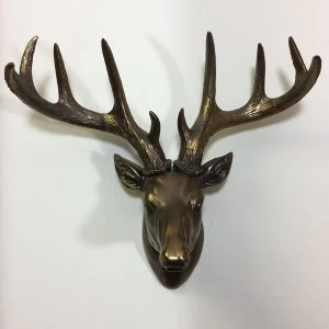 Image of Large Deer Head Cold Cast Bronze Wall Sculpture 31cm