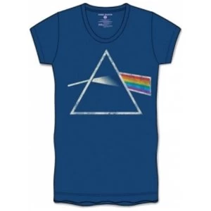 image of Pink Floyd DSOTM Back Print Navy Ladies TS: Medium