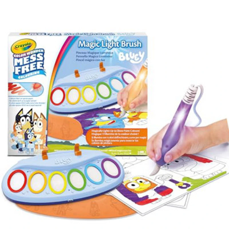 Image of Crayola Bluey Colour Wonder Magic Light Brush, Mess Free Painting Station For Kids, Toddler Toys & Activities, Ages 3+ Includes 6
