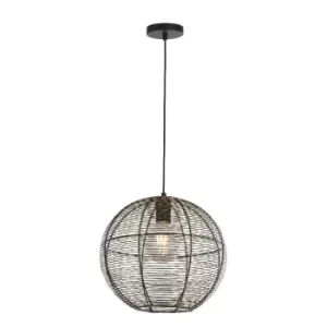 image of Weave 1 Light Black, Gold Cage Ceiling Pendant