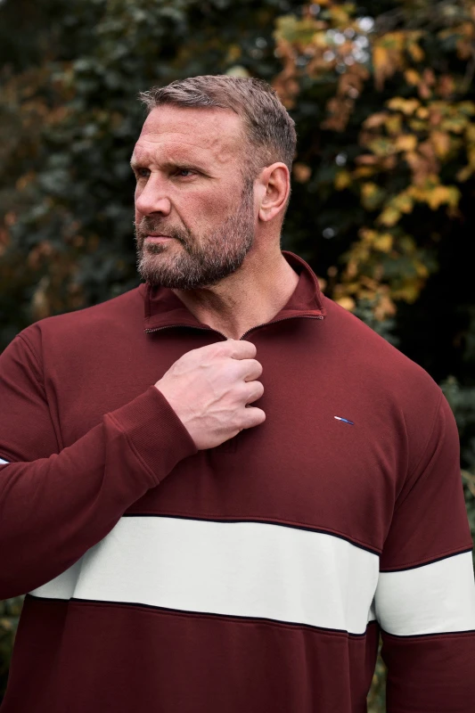 Image of BadRhino BadRhino Men Quarter Zip Sweatshirt in Burgundy Size: 3X-Large Burgundy XXXL Male 5063111575190