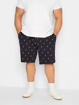 Image of BadRhino Badrhino Flamingo Print Shorts, Navy, Size 40, Men