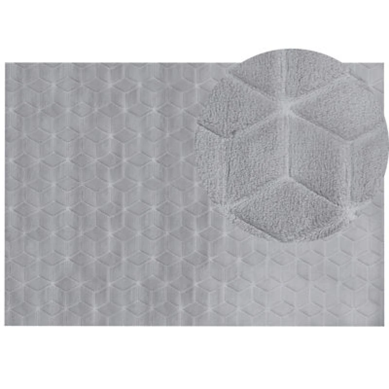 Image of Beliani Faux Fur Rug Thatta Grey 160 X 230 Cm