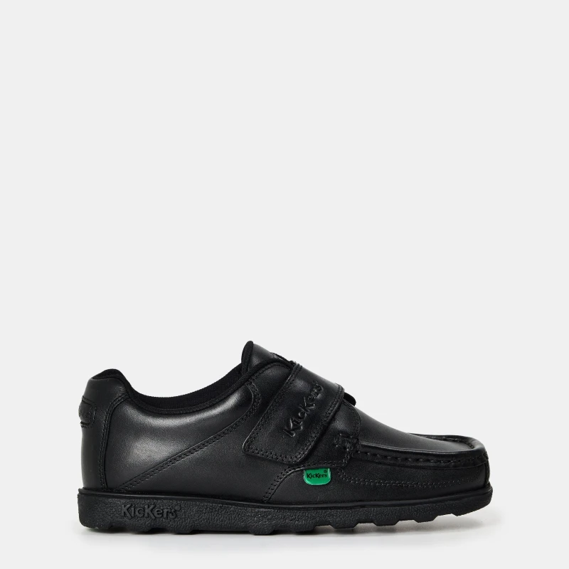 Image of Kickers Fragma Strap Leather Shoe - Black UK 3
