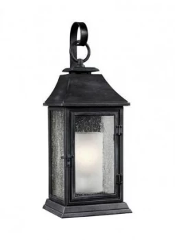 image of 1 Light Outdoor Large Wall Lantern Light Weathered Zinc IP44, E27