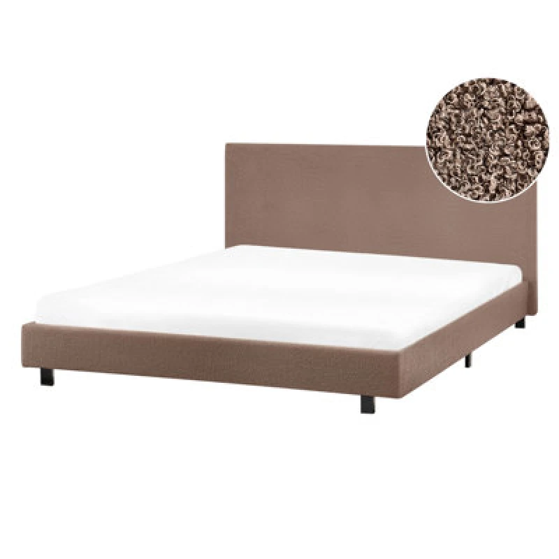 Image of Beliani Bed Boucle Albi 140 X 200 Cm (Eu Double) Brown