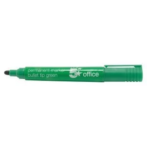 image of 5 Star Office Permanent Marker XyleneToluene free Smearproof Bullet Tip 2mm Line Green Pack 12