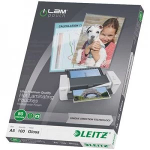 image of Leitz Laminate sheet A5 80 micron glossy 100 pcs