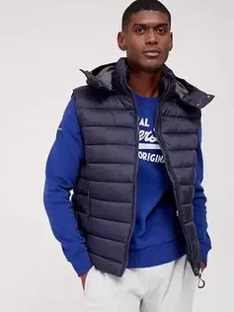 Image of Superdry Fuji Padded Gilet, Navy, Size S, Men