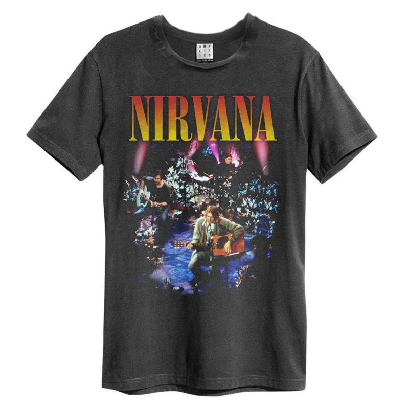 Image of Amplified Amplified Men Live In New York Nirvana T-Shirt in Charcoal Size: Small Charcoal S Male 5063470408818