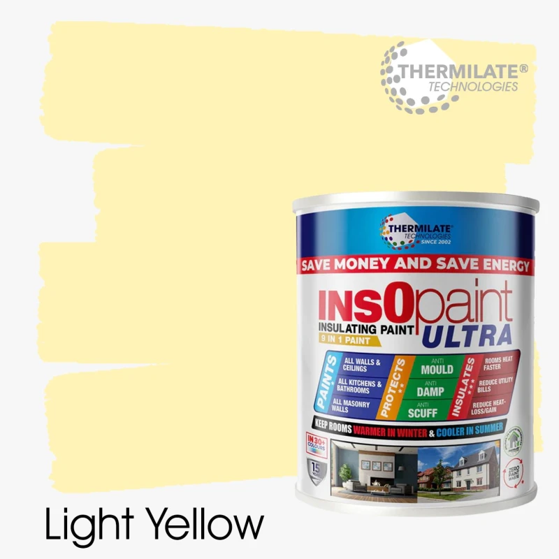 Image of THERMILATE TECHNOLOGIES InsOpaint ULTRA - 9 IN 1 Interior & Exterior Paint - 1L in Light Yellow Light Yellow Unisex 1L