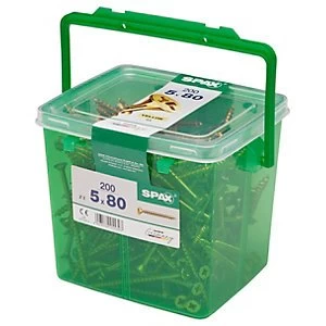 Image of Spax Pz Countersunk Yellox Screws Bulk Tub - 5x80mm Pack Of 200