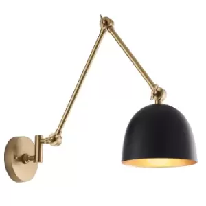 Image of Lehal Dome Adjustable Arm Wall Lamp Antique Solid Brass, Matt Black