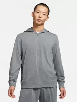 Image of Nike Train Dri-FIT Yoga Hoodie - Grey/Black, Grey/Black, Size S, Men