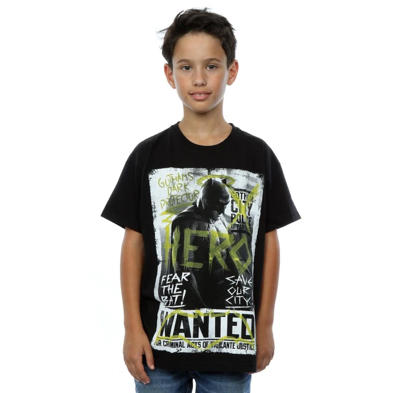Image of DC Comics Batman v Superman Wanted Poster T-Shirt Black male