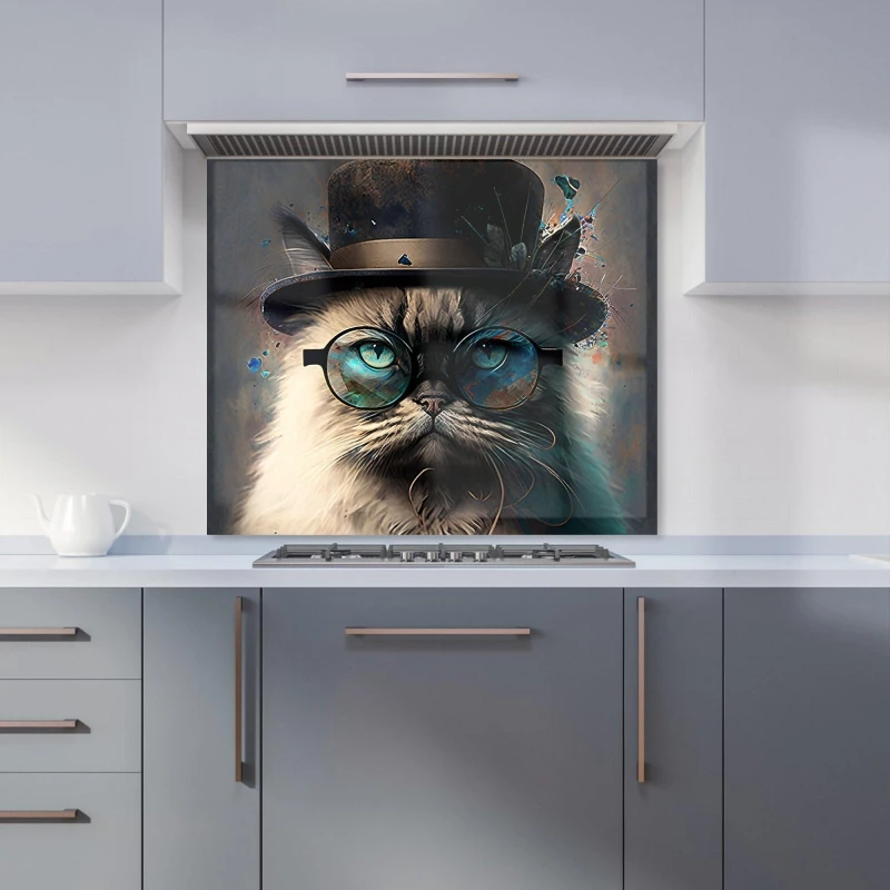 Image of Warren Reed - Designer Birman Cat Face Splashart Kitchen Splashback Size: 700mm x 650mm Multicolor Unisex 700mm x 650mm