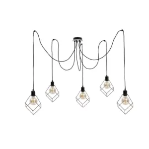 image of Ruben Cluster Pendant Ceiling Light Wood, 5x E27