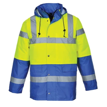 Image of Oxford Weave 300D Class 3 Hi Vis Contrast Traffic Jacket Yellow / Royal Blue 3XL