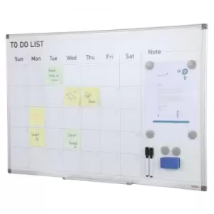 image of VEVOR Calendar Whiteboard, 36 x 24" Magnetic Dry Erase Calendar Board, Monthly Planner Whiteboard for Wall, 1 Magnetic Erase & 2 Dry Erase Marker & Mo