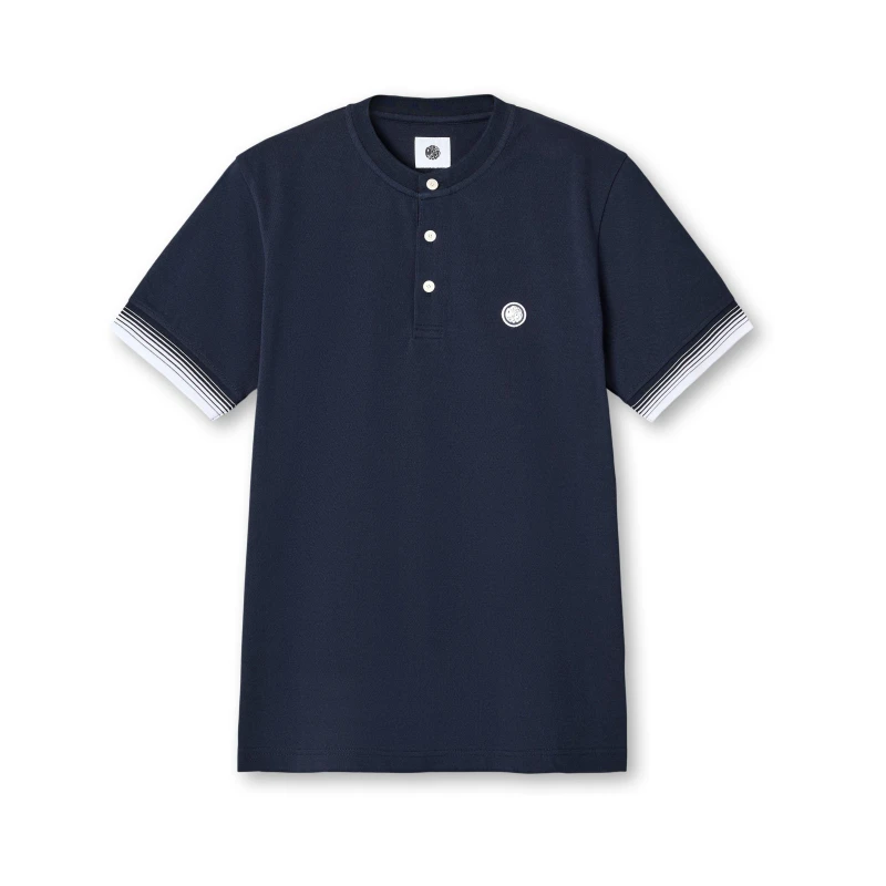 Image of Pretty Green Mens Gradient Grandad Regular Fit T-Shirt Navy male Small