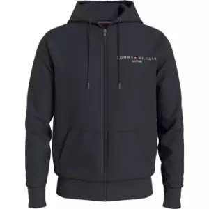 image of Tommy Hilfiger Logo Zip Through Hoodie - Blue