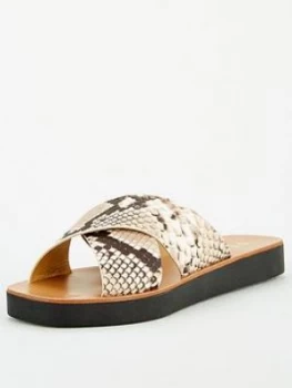 Office Santos Premium Snake Crossover Flat Sandal