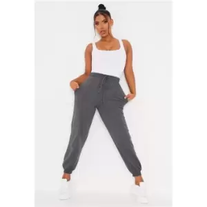 Image of I Saw It First Tie Waist Front Binding Slim Fit Joggers - Grey