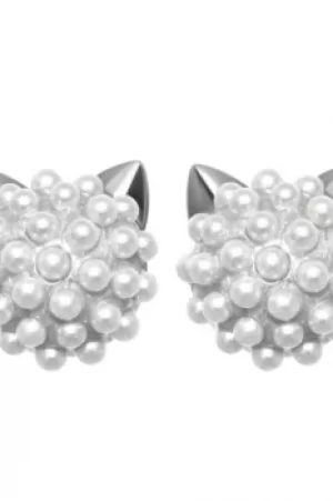 image of Ladies Karl Lagerfeld Silver Plated Pearl Choupette Earrings 5378067