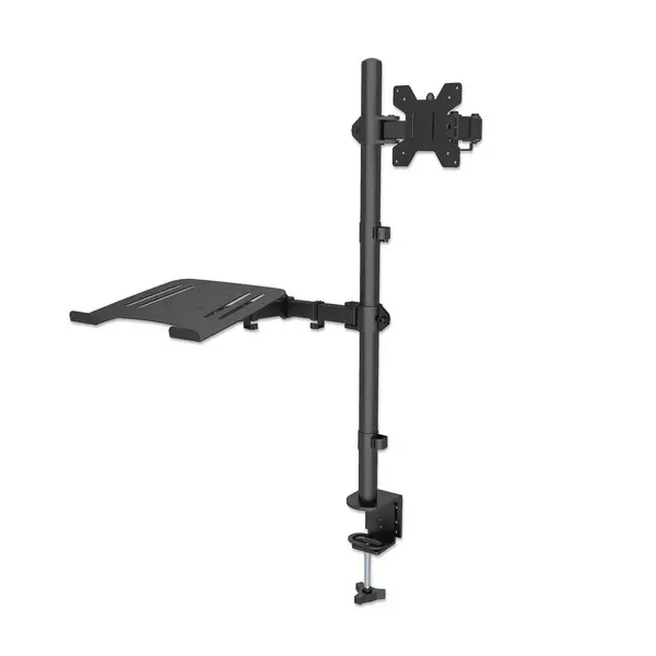 Image of Manhattan Manhattan TV & Monitor & Laptop Combo Mount Desk Full Motion 1 screen Screen Sizes: 10-27" Laptop up to 17" Black Clamp As