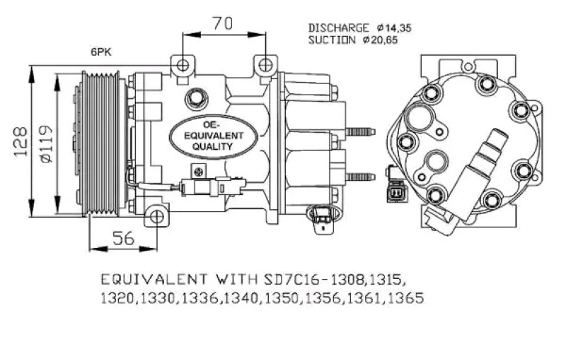 Image of NRF 32772 AC Compressor EASY FIT PAG 46, with PAG compressor oil, with gaskets/seals Compressor,air conditioning (447)