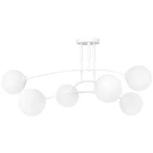 Image of Emibig Pregos White Globe Ceiling Light with White Glass Shades, 6x E14