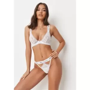 image of Missguided Lace Cut Out Thong - White