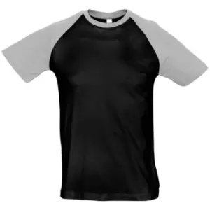 Image of SOLS Mens Funky Contrast Short Sleeve T-Shirt (3XL) (Black/Grey Marl)