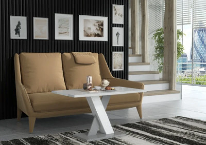 Image of Furneo Coffee Side Table High Gloss White & Matt Grey Modern Living Room Furniture Enzo 02